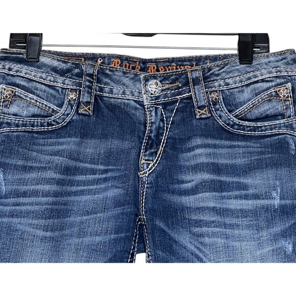 Rock Revival Capri Jeans Womens Size 29 Embroidered Distressed - Picture 3 of 14